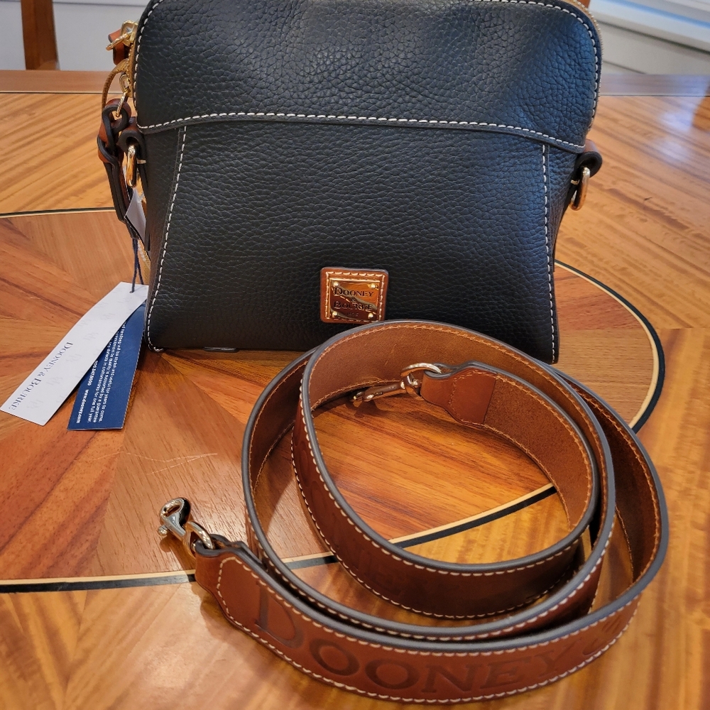Dooney & Bourke Brown Leather Crossbody Bag With Guitar Strap - Picture 2 of 9
